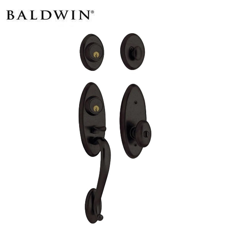 Baldwin Estate - 85345 - Landon - Two Point Lock Handleset - Entrance - Single Cylinder - Distressed Oil Rubbed Bronze - Grade 1
