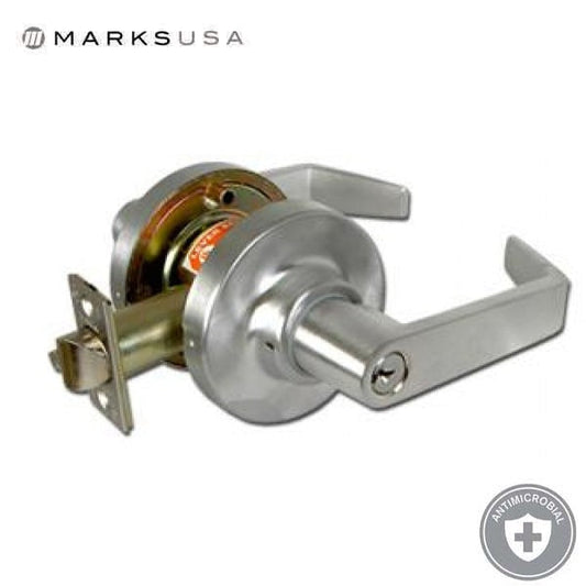 Marks USA -195AB - Classroom Lever Set - Anti Microbial Finish - 2 3/4 " Backset - 26D - Satin Chrome - Classroom - 2" Doors - Grade 1