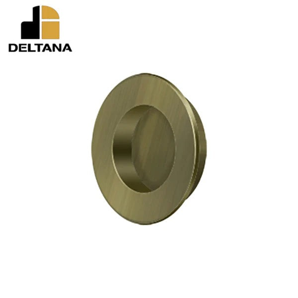 Deltana - Flush Pull - Round - Heavy Duty - 1-7/8" - Solid Brass - 1-1/2" Base Size - Optional Finish