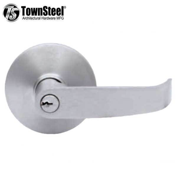 TownSteel - ED8900LQ - Sectional Lever Trim - Entrance - LQ Curved Lever - Non-Handed - 6-Pin Schlage Keyway - Compatible with Rim, SVR, LBR & 3 Point Push Bars - Satin Chrome - Grade 1