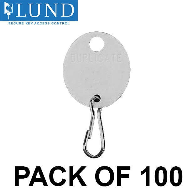 Lund - 504 - White Fiber Oval Key Tags - Snap-on Links - Optional Numbered (Pack of 100)