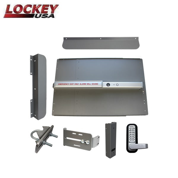 Lockey - ED65S - Edge Panic Shield Security Kit - With PB2500AL Alarmed Panic Bar - Silver