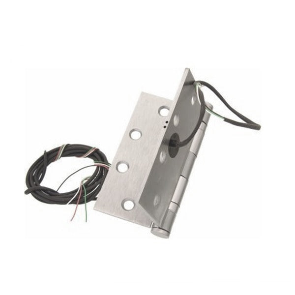 Detex - Electric Hinge - Five Knuckle - Standard Weight - 4-1/2" x 4-1/2" - 8 Wire - Satin Chrome