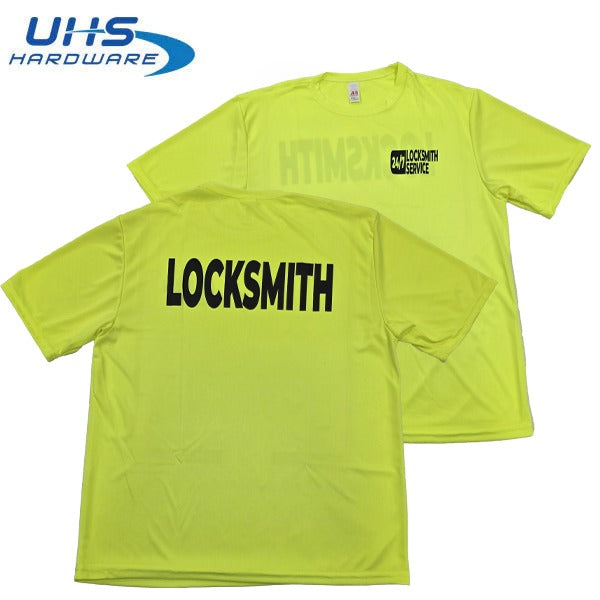 T-shirt - 24/7 Locksmith Service - Optional Sizes - Fluorescent Yellow