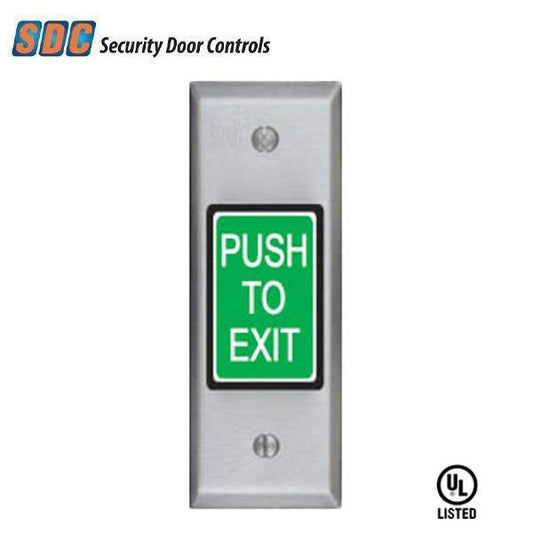 SDC - 413PNU - Narrow Square Push Button Switch - 2" x 1-1/4" - DPDT - Integrated Pneumatic Timer - 12/24VDC - 630 - Dull Stainless Steel