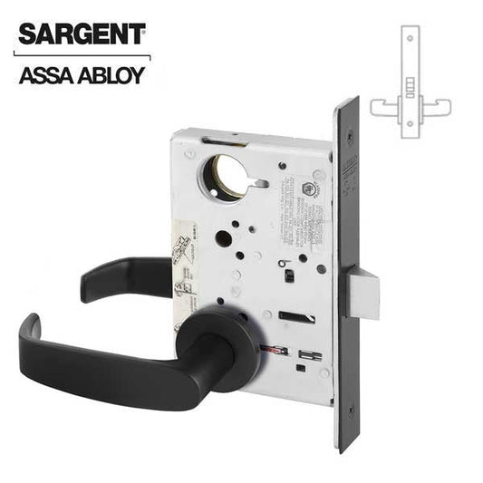 Sargent - 8215 - Mechanical Mortise Lock - LN Rose / L Lever - Passage - BSP - Black Suede Powder Coat - Grade 1