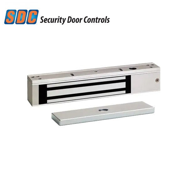 SDC - E600 - Single Magnetic Lock - Surface Mount - 600lbs. - 12/24VDC - Satin Aluminum - Grade 1