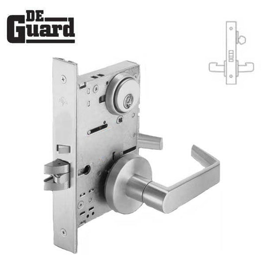 Extra Heavy Duty Mortise Door Lock - Classroom - Keyed Cylinder - Satin Chrome - Grade 1