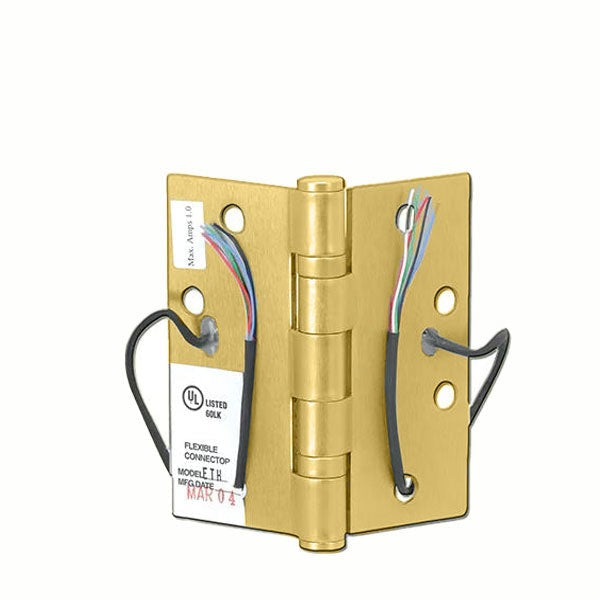 Cal-Royal - Architectural Hinge - Full Mortise - Electric - Ball Bearing - 4-1/2" x 4-1/2" - 8 Wire - Satin Brass - Grade 2