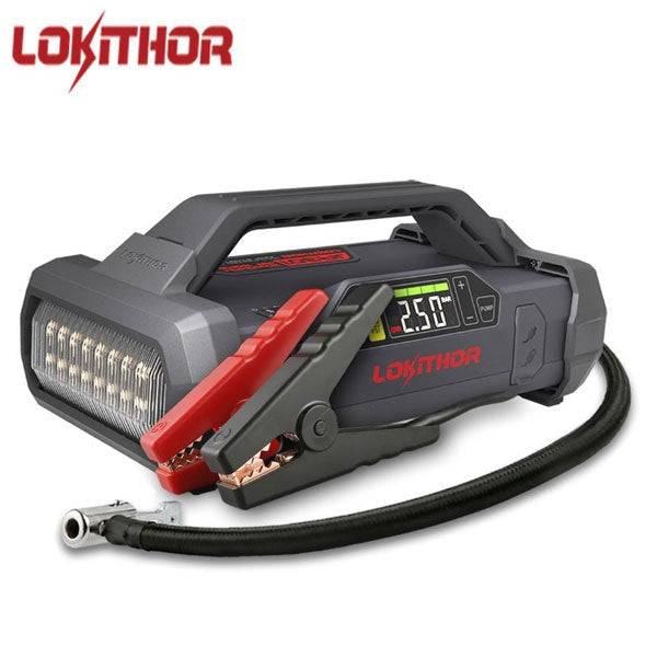 LOKITHOR - JA301 - Lithium Jump Starter - 150PSI Air Compressor - 2000A - USB Port - w/LED Flashlight - 12V