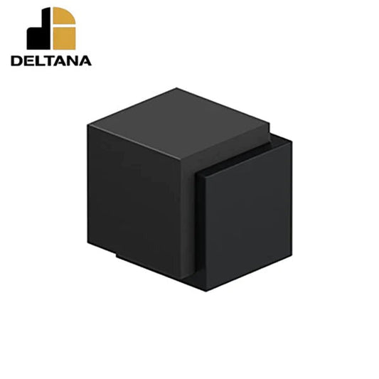 Deltana - Floor Door Bumper 1-3/4" - Cube - Contemporary - Stainless Steel - Flat Black