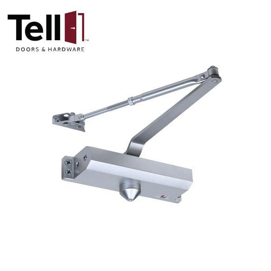 TELL - 500 Series - Heavy Duty Commercial Door Closer - Fixed Spring Tension - Grade 3 - Size 3 - Backcheck - Parallel Arm Bracket - Aluminum