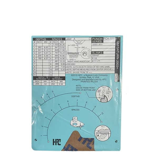 HPC - PX263 - Saturn 2003+ Punch Card for HPC 1200 Punch Machine
