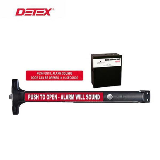 Detex - F-V40-EE - Delayed Egress Rim Exit Device - Fire Rated - 36" - 24VDC Power Supply - Black - 10 Year Warranty
