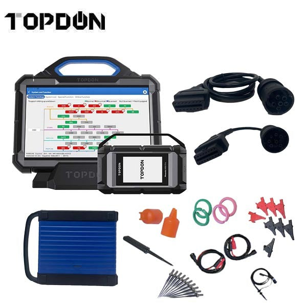 TOPDON - Phoenix Max Heavy Duty Kit - Advanced-Level Professional Diagnostic Tool with Scope, Heavy Duty Cables and One Year Of Heavy Duty Updates