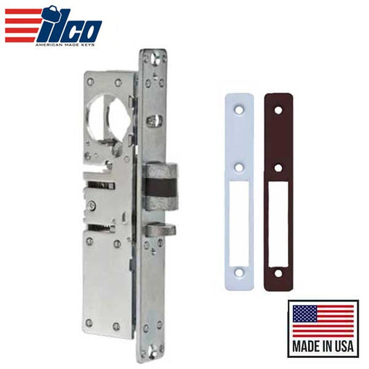 Ilco - 451 Deadlatch Mortise Lock Body - 1 1/8" Backset - RH - Flat Faceplates - Clear/Dark Bronze Faceplates