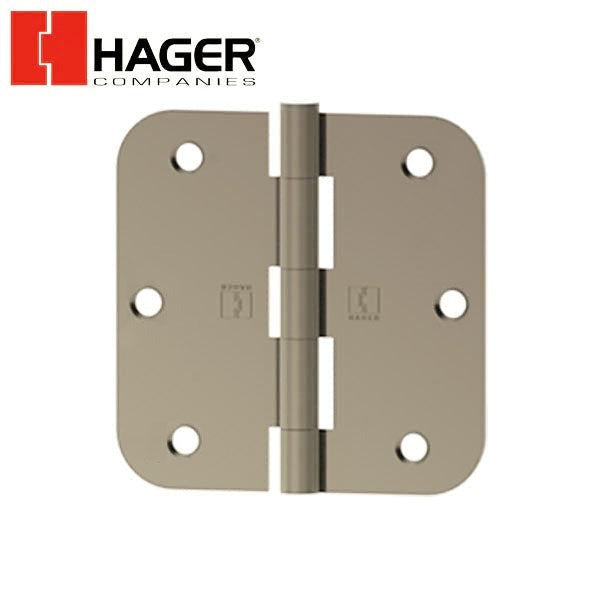 Hager - RC1841 - 5-Knuckle - Round Corner 5/8" Radius - Plain Bearing With Fasteners - 3.5" x 3.5" - Optional Finish