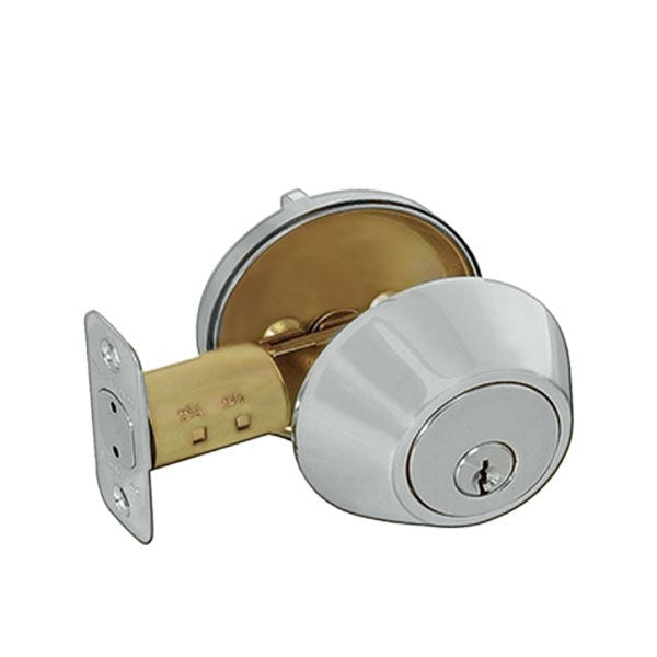 Cal-Royal - Single Cylinder Deadbolt - 2 3/8" Backset - Satin Chrome - Grade 3