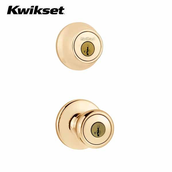 Kwikset - 690T - Tylo Combo Set - Single Deadbolt & Knob - Round Rose - Optional Finish - SmartKey Technology - Grade 3