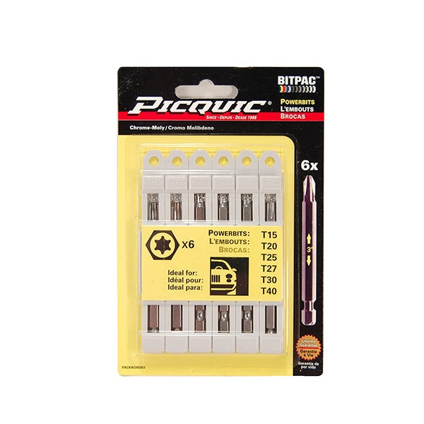 PICQUIC - Bitpac 95003 - Torx Set - T15 T20 T25 T27 T30 T40