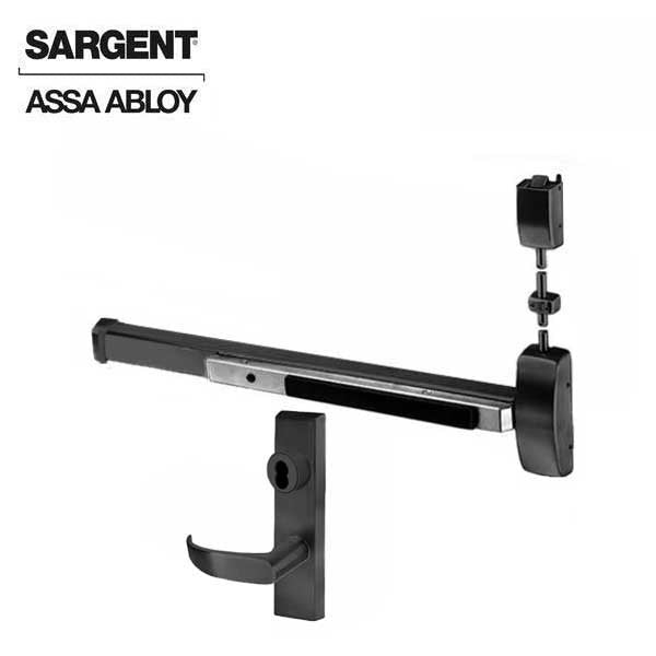 Sargent - 8713F - Surface Vertical Exit Rod - Top Latching - Less Cylinder - Entrance - 36" x 84" - Black Suede - Fired Rated - Grade 1
