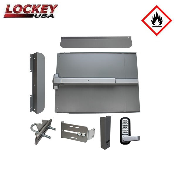 Lockey - ED61SF - Edge Panic Shield Security Kit - With PB1100 Panic Bar - Fire Rated - Silver