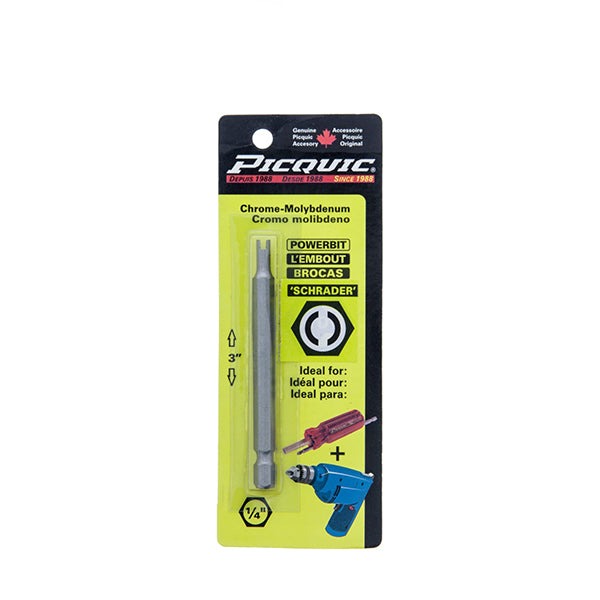 PICQUIC - 88666 - 3" Powerbit Carded - Schrader Valve bit