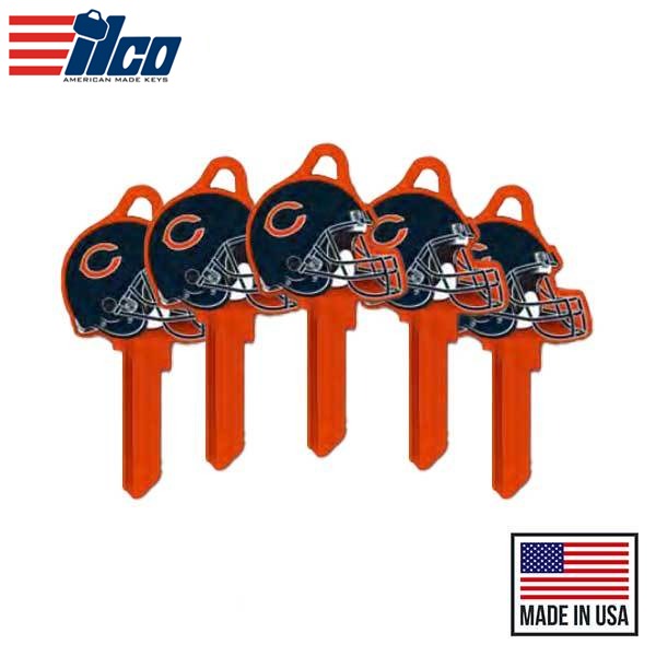 Ilco - NFL TeamKeys - Helmet Edition - Key Blank - Chicago Bears - KW1 (5 Pack)