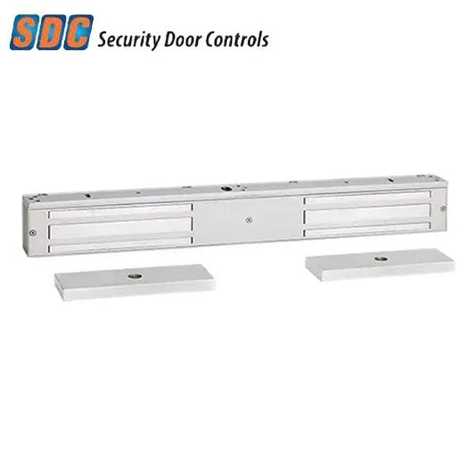 SDC - 1582V - Double Magnetic Lock - Surface Mount - 650lbs. - 12/24VDC - Satin Aluminum - Grade 1