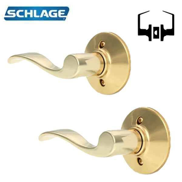 Schlage - 16210 - Accent Lever Set - Passage - Round Rose - Bright Brass - LH - Grade 2