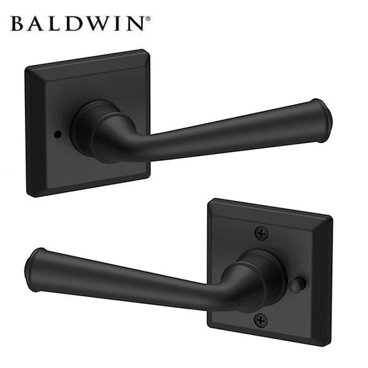 Baldwin Reserve - PV.FED.TSR - Federal Reserve Lever - Traditional Square Rose - 190 - Satin Black - Privacy - Grade 2