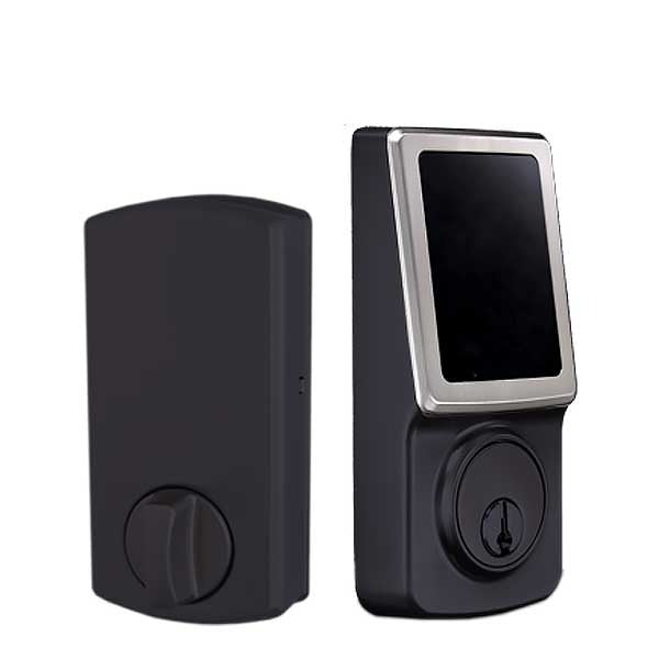Premium Electronic Touchscreen Deadbolt w/ Key Override - Grade 2 - Two Tone Black / Silver - SC1/KW1