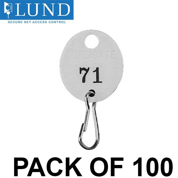Lund - 504 - White Fiber Oval Key Tags - Snap-on Links - Optional Numbered (Pack of 100)