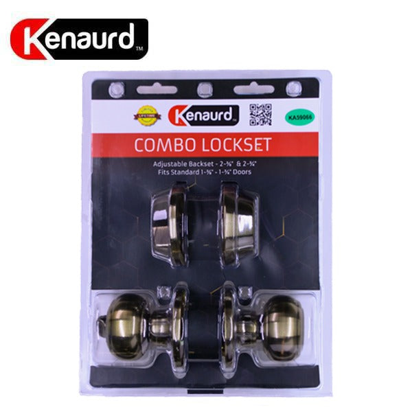 Premium Combo Lockset - Knob & Deadbolt - Entrance - Antique Brass - Retail Packaging - SC1 - Grade 3