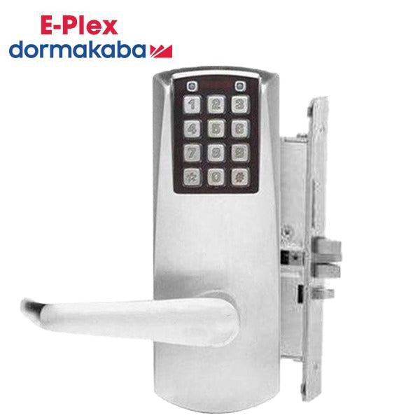 E-Plex - E2066 - Electronic Pushbutton Mortise Lever Set - Long Lever Set - 23⁄4" Backset - Satin Chrome - Grade 1