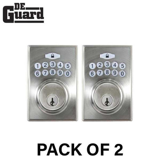 2 x Electronic Keypad Keyed Deadbolt - Grade 3 - Satin Stainless Steel - (KW1) (Bundle of 2)