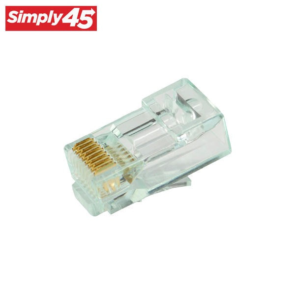 Simply45 - S45-1100 - Unshielded - Standard WE/SS (8P8C) RJ45 Modular Plugs - Green Tint - Commercial Rated - w/ Bar45 Load Bar - for Cat6/6a UTP - Jar of 100