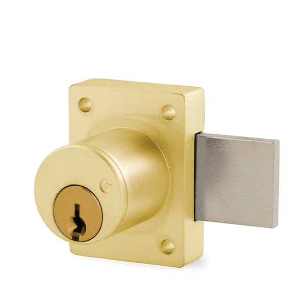 Olympus - 700S - Cabinet Door Deadbolt Lock - Key Retaining - S Series Schlage C Keyway - Optional Cylinder Length - Polished Brass - Optional Keying - Optional Handing - Grade 1