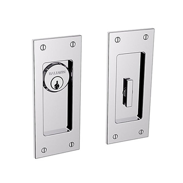 Baldwin Estate - PD006 - Small Santa Monica Pocket Door - Single Cylinder - Polished Chrome - Entrance - Grade 2