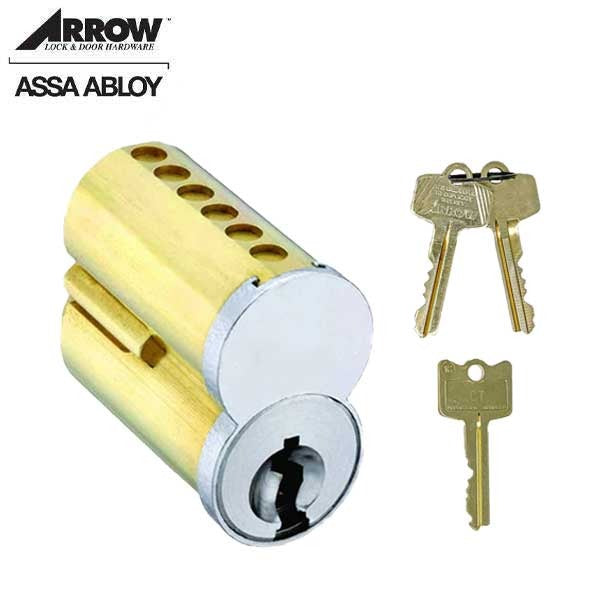 Arrow - Small Format IC Core Cylinder - 6 Pins - Combinated - Keyed w/ Control Key - Satin Chrome