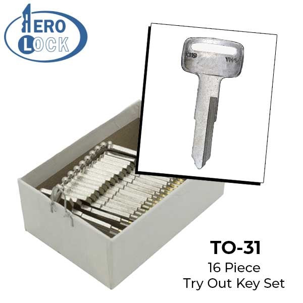 AeroLock - TO-31 - Yamaha/Suzuki 1981+ - All Locks Try-Out Key Set - YH47 - 16 Keys
