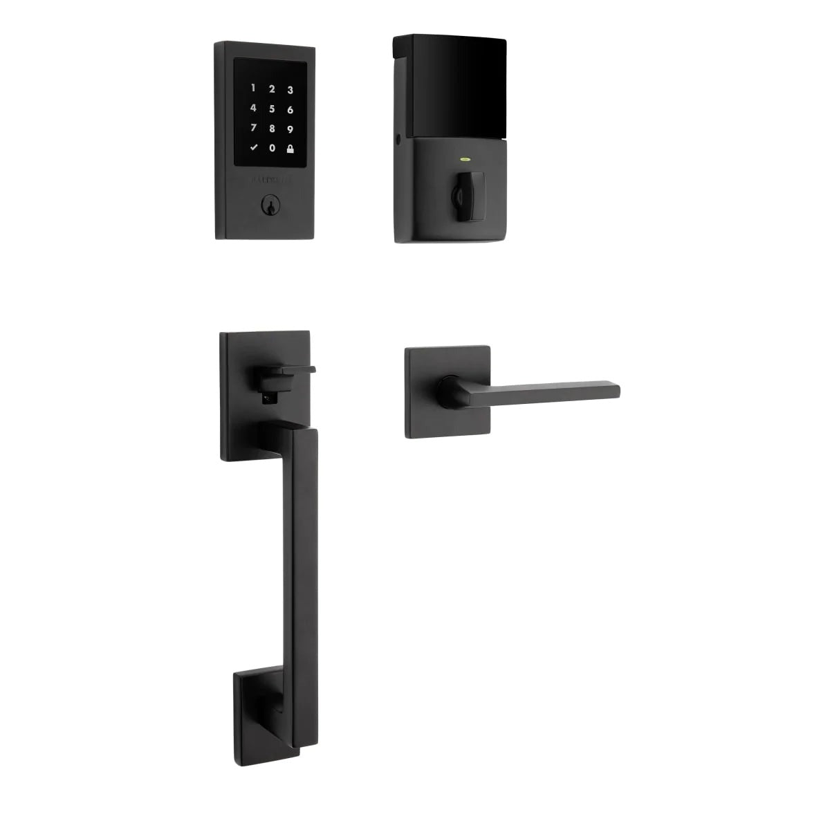 Baldwin Estate - 85390.190.ACRH - Minneapolis Sectional Entry Handleset w/ 8225.190.ZW Z-Wave Smart Electronic Deadbolt - 190 - Satin Black - Grade 2 - RH