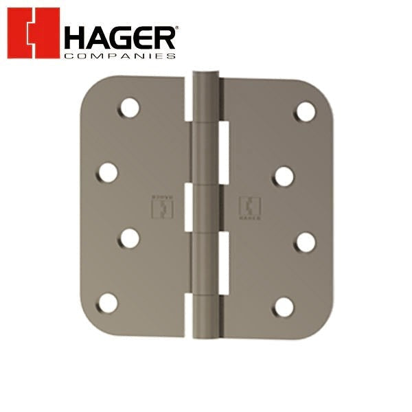 Hager - RC1841 - 5-Knuckle - Round Corner 5/8" Radius - Plain Bearing With Fasteners - 4" x 4" - Optional Finish