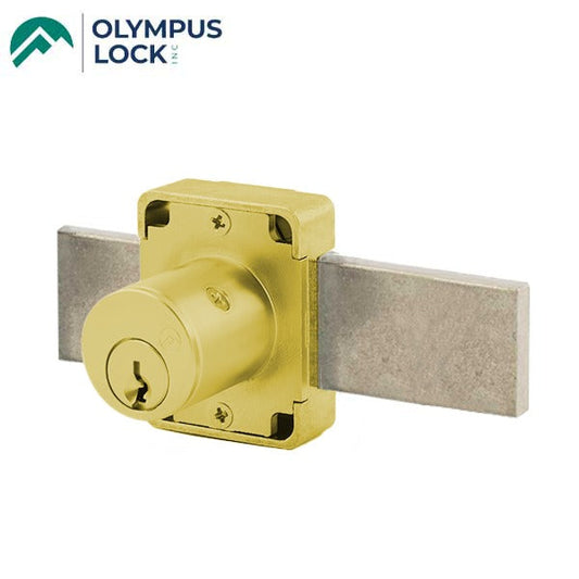 Olympus - 500DR - Cabinet Door Deadbolt Lock - CCL R1 - Optional Cylinder Length - Long Bolt - Satin Brass - Optional Keying - Grade 1