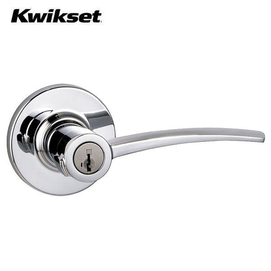 Kwikset - 740KTL - Katara Lever Set - Round Rose - 26 - Polished Chrome - Entrance - KW1 - SmartKey Technology - Grade 2