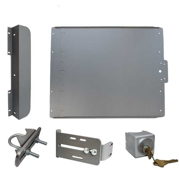 Lockey - ED50 - Edge Panic Shield Safety Kit - With Keyed Gate Box , Latch Protector and Jamb Stop - Silver