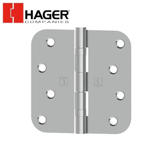 Hager - RCBB1542 - 5-Knuckle - Round Corner 5/8" radius - Ball Bearing with Fasteners - 4" x 4" - Satin Stainless Steel - Non-Removable Pin