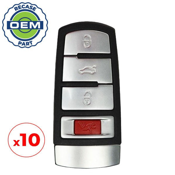 10 x 2006-2015 Volkswagen / 4-Button Smart Key / PN: HLO 3C0 959 752 N / NBG009066T (OEM Recase)