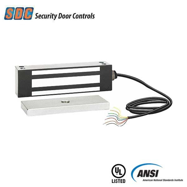 SDC - 1575 - Single Magnetic Gate Lock - Standard Mounting - 1200lbs. - 12/24VDC - Satin Stainless Steel - Grade 1