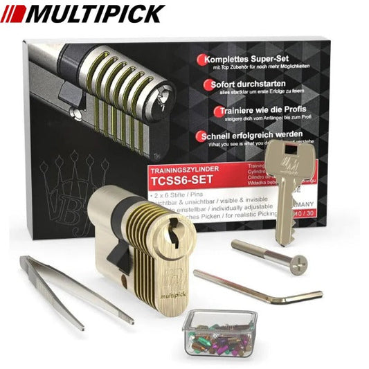Multipick - TCSS6-SET - 6 pin advanced Euro Profile Training Lock set + Pinning kit